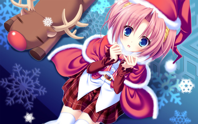 Girl santa hat deer headband free wallpaper for desktop - medium preview image