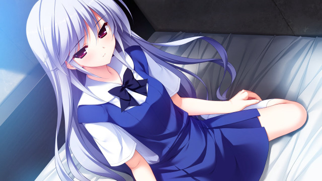 Girl blue dress bed long #2 free wallpaper for desktop - medium preview image
