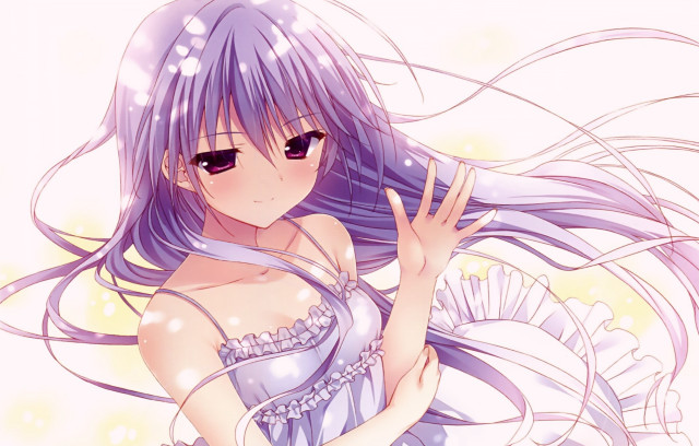 Girl purple hair dress waving free wallpaper for desktop - medium preview image