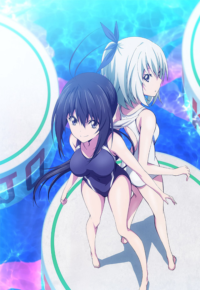 Anime girls pool floater blue free wallpaper for mobile - medium preview image