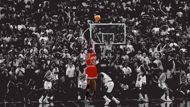 Man red jersey dunking basketball free wallpaper for desktop - medium preview image