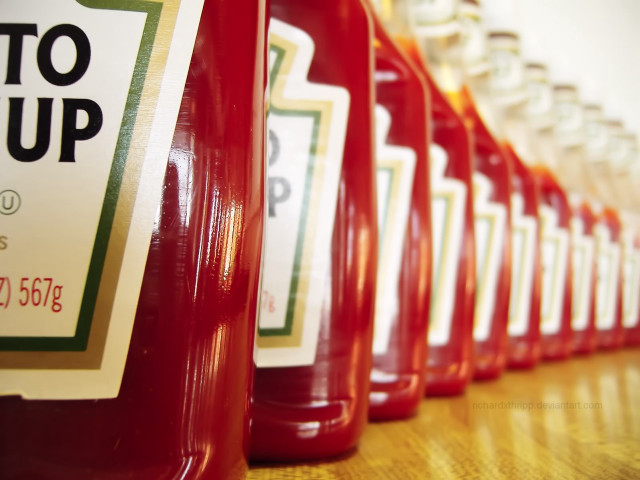 Ketchup bottles table sign up free wallpaper for desktop - medium preview image
