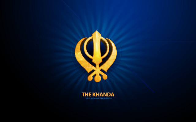 Blue gold background gold sikh free wallpaper for desktop - medium preview image