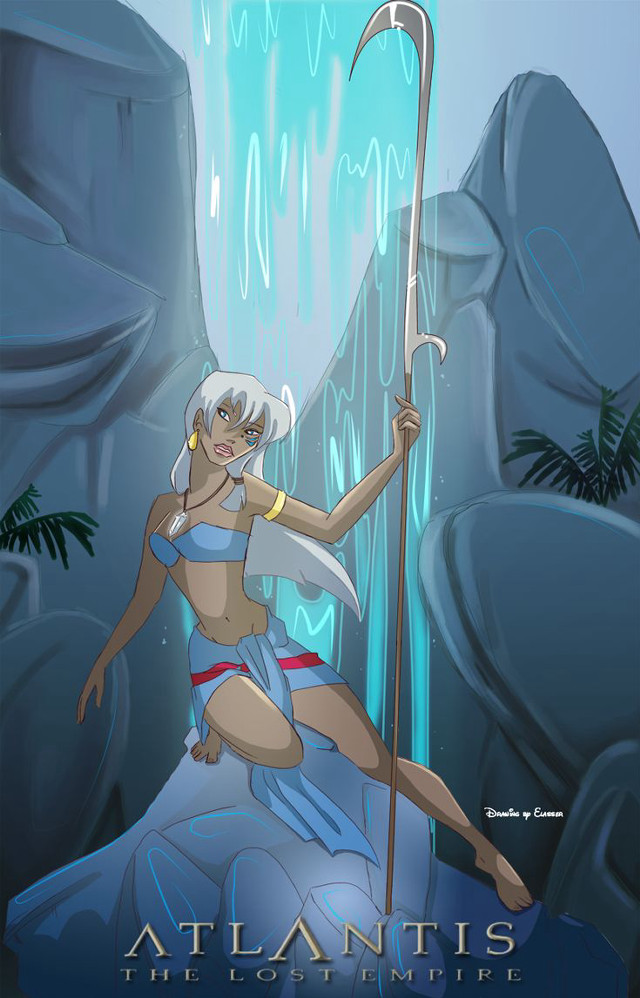 Woman bikini spear waterfall nature free wallpaper for mobile - medium preview image