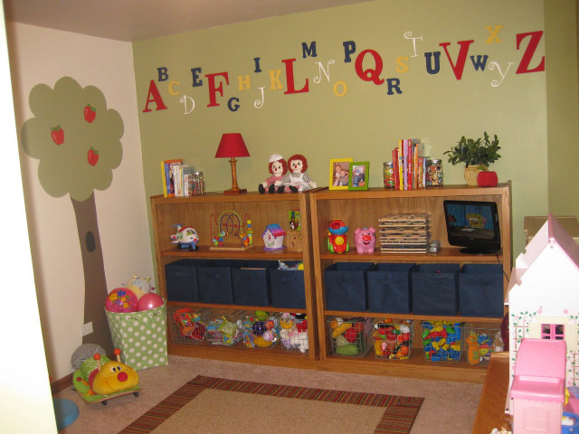 Childs room bookcase toys tv free wallpaper for desktop - medium preview image