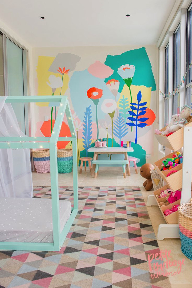 Colorful childs room canopy teddy free wallpaper for mobile - medium preview image