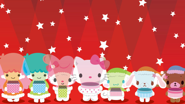 Cartoon animals red background stars free wallpaper for desktop - medium preview image