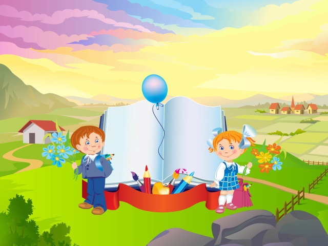 Boy girl book balloon sky free wallpaper for desktop - medium preview image