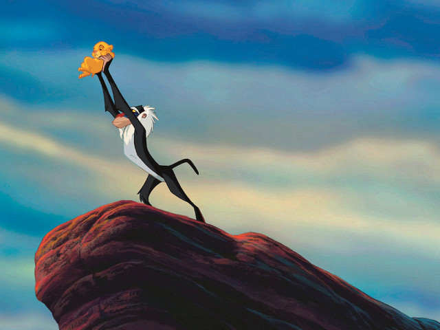 Cartoon character holding fish mountain free wallpaper for desktop - medium preview image