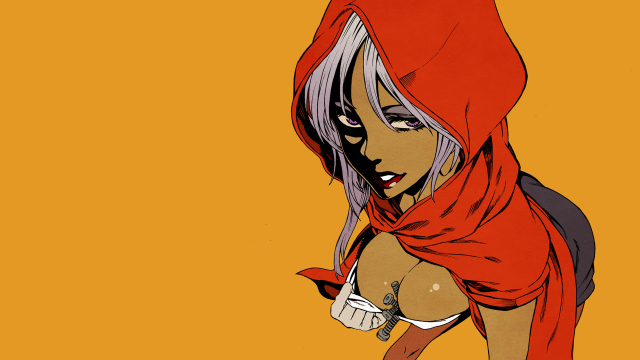 Woman red hoodie red scarf #2 free wallpaper for desktop - medium preview image