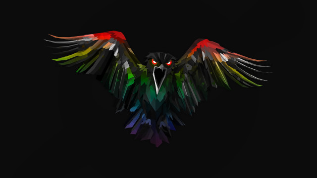 Colorful bird glowing wings red free wallpaper for desktop - medium preview image