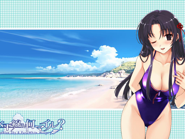 Woman bikini beach ocean blue free wallpaper for desktop - medium preview image