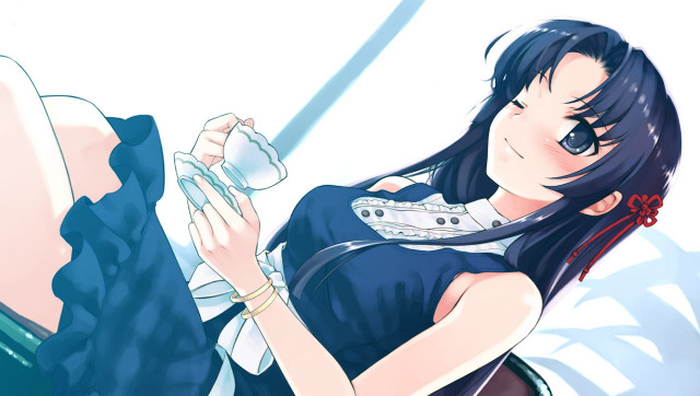 Woman black hair water scarf free wallpaper for desktop - medium preview image