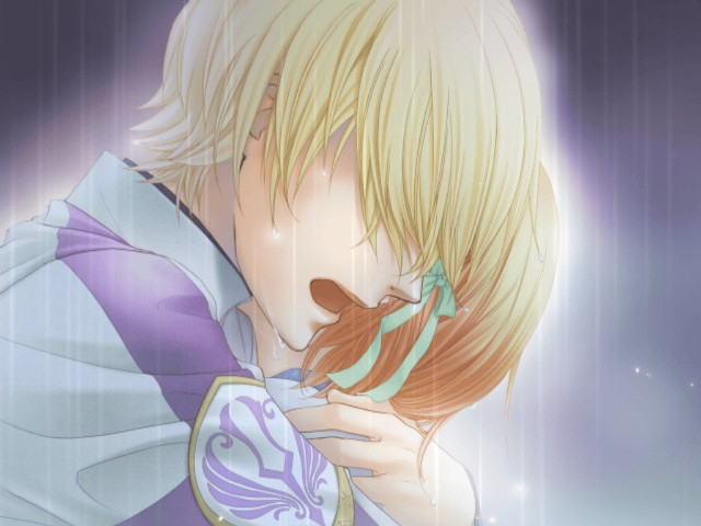 Anime couple kissing rain purple free wallpaper for desktop - medium preview image