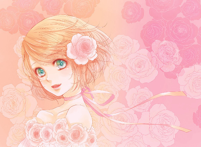 Girl flowers hair pink background free wallpaper for desktop - medium preview image