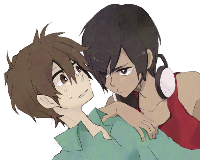 Anime boys hugging headphones red free wallpaper for desktop - medium preview image