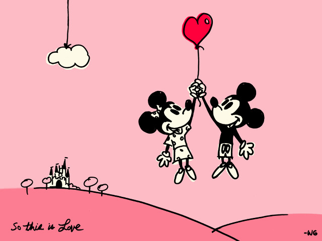 Mickey mouse couple heart balloon free wallpaper for desktop - medium preview image