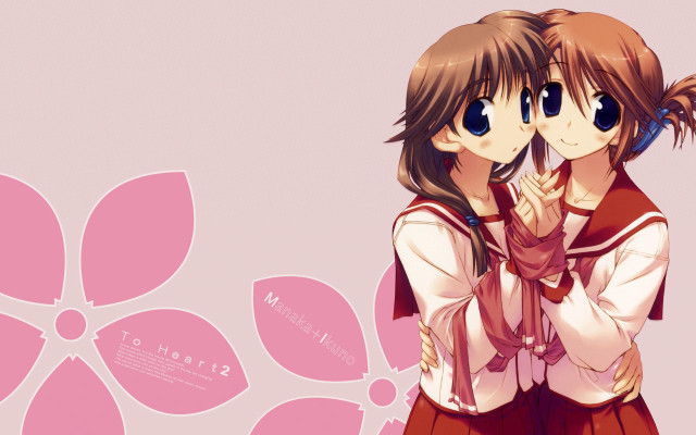 Anime girls back to back free wallpaper for desktop - medium preview image