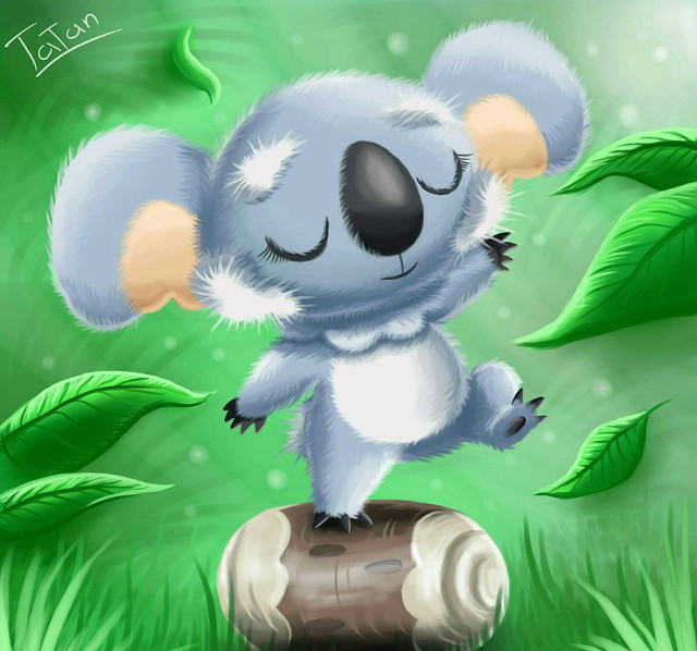 Cartoon koala bear sitting tree free wallpaper for tablet - medium preview image