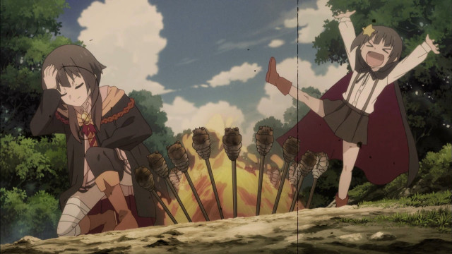 Anime characters wall trees clouds free wallpaper for desktop - medium preview image