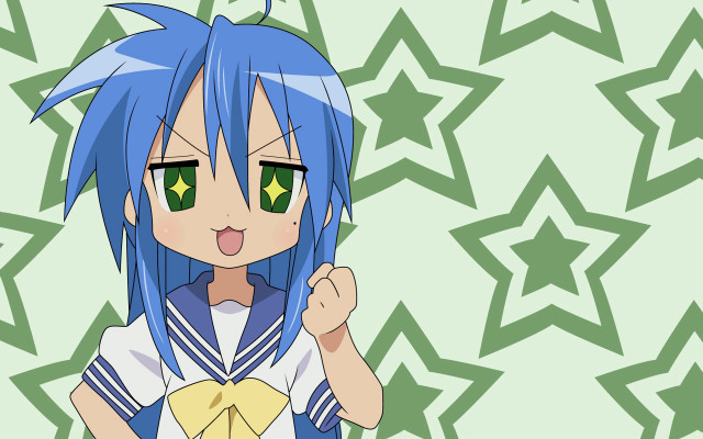 Anime blue hair green eyes free wallpaper for desktop - medium preview image