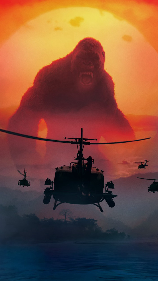 Helicopter gorilla sunset sky flying free wallpaper for mobile - medium preview image