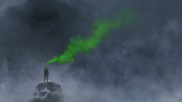 Person rock green smoke black free wallpaper for desktop - medium preview image