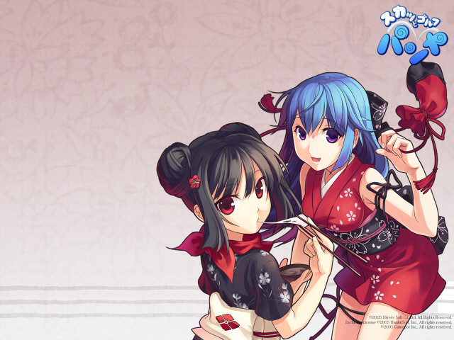 Anime girls blue hair red free wallpaper for desktop - medium preview image
