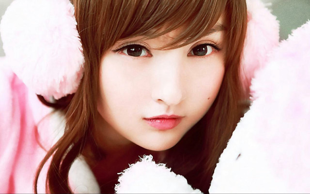 Woman pink coat furry hat free wallpaper for desktop - medium preview image