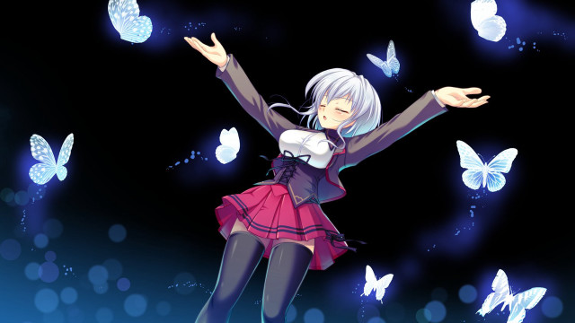 Girl dress butterfly wings flying free wallpaper for desktop - medium preview image