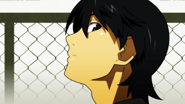 Fence man black hair anime free wallpaper for desktop - medium preview image