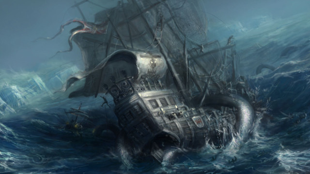 Giant octopus attacking ship ocean #2 free wallpaper for desktop - medium preview image