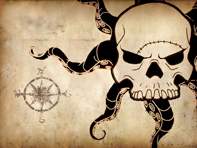 Skull octopus tentacles face compass free wallpaper for desktop - medium preview image