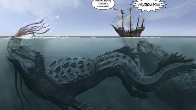 Cartoon ship dragon water comic free wallpaper for desktop - medium preview image