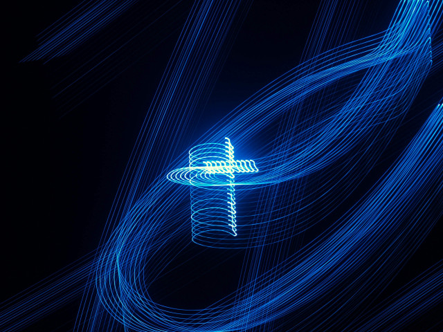 Blue light painting telephone pole free wallpaper for desktop - medium preview image