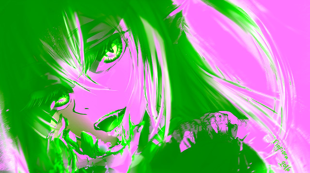 Creepy anime girl blood glowing free wallpaper for desktop - medium preview image