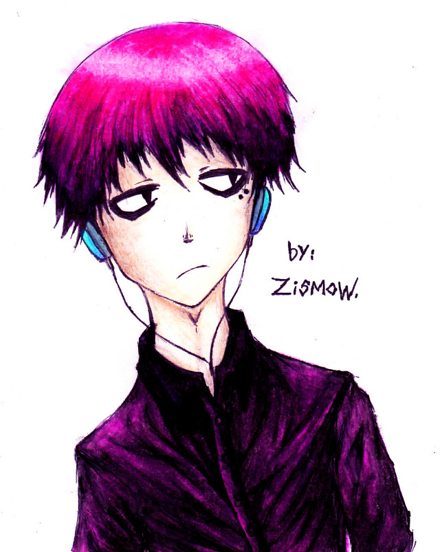 Pink hair headphones person drawing free wallpaper for mobile - medium preview image