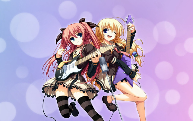 Anime girls guitars cat ears free wallpaper for desktop - medium preview image