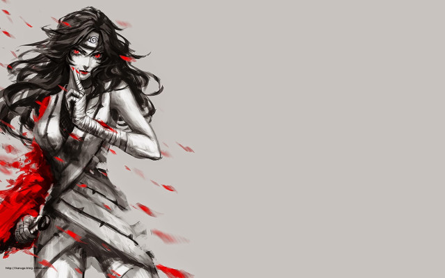 Woman dress red umbrella head free wallpaper for desktop - medium preview image