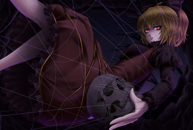 Woman red dress net creepy free wallpaper for desktop - medium preview image