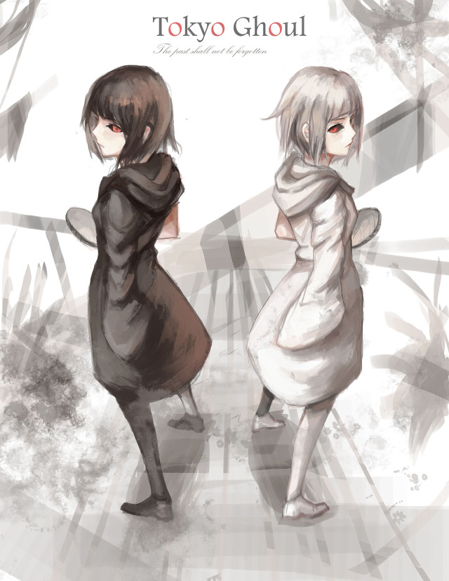 Anime girls white background black free wallpaper for mobile - medium preview image