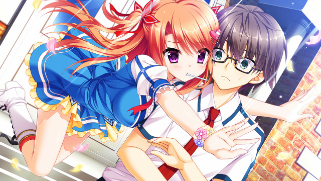 Anime couple hugging room window free wallpaper for desktop - medium preview image