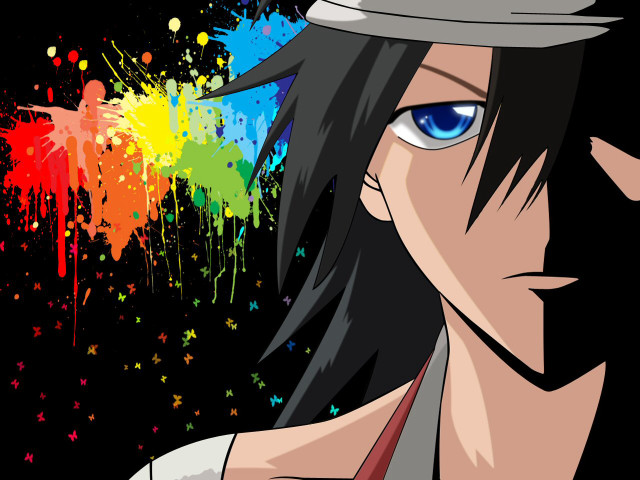 Man hat rainbow paint splattered free wallpaper for desktop - medium preview image