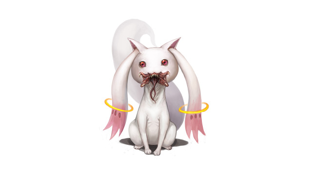 White cat red eyes wings free wallpaper for desktop - medium preview image