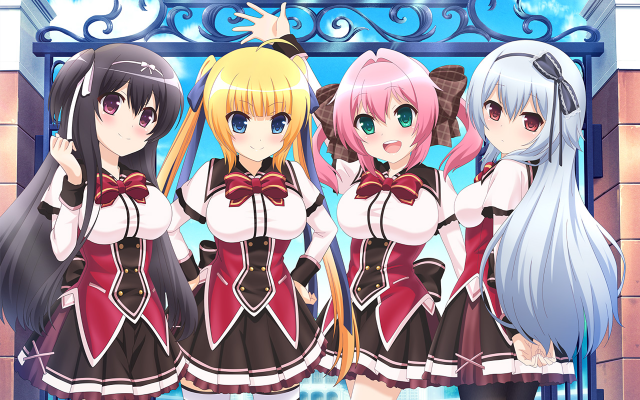 Anime girls gate blue background free wallpaper for desktop - medium preview image