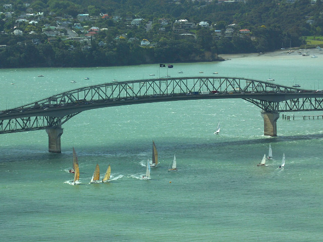 Bridge water sailboats city background free wallpaper for desktop - medium preview image