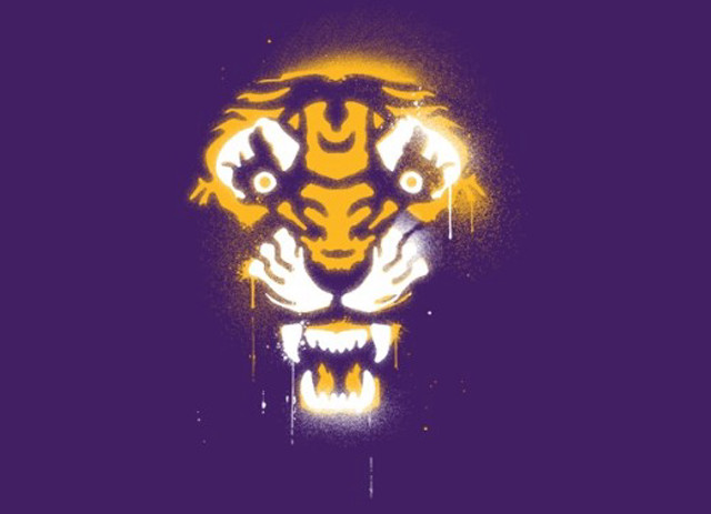 Tiger head purple background yellow #2 free wallpaper for desktop - medium preview image