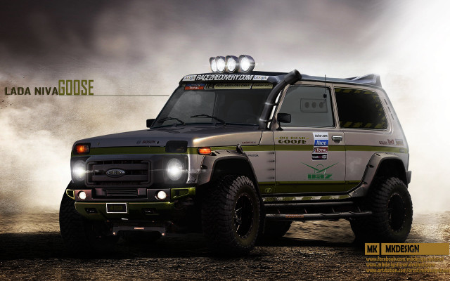 Truck desert smoke lights driving free wallpaper for desktop - medium preview image
