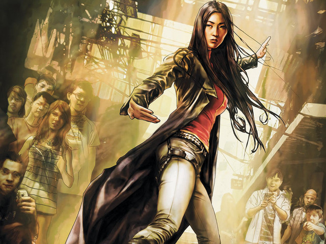 Woman dancing long coat crowd free wallpaper for desktop - medium preview image