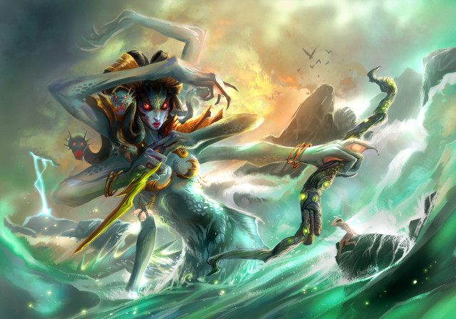 Woman horse ocean demon back free wallpaper for desktop - medium preview image